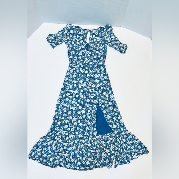 Reformation Nantes Floral Blue Midi Dress Sz 2 - Picture 3 of 8